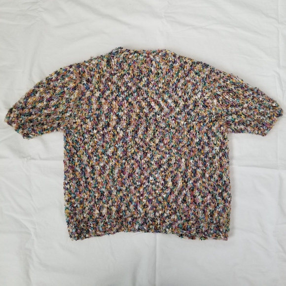 SOLD🌈Hand Made Rainbow Ribbon Knit Cardigan - Picture 5 of 6
